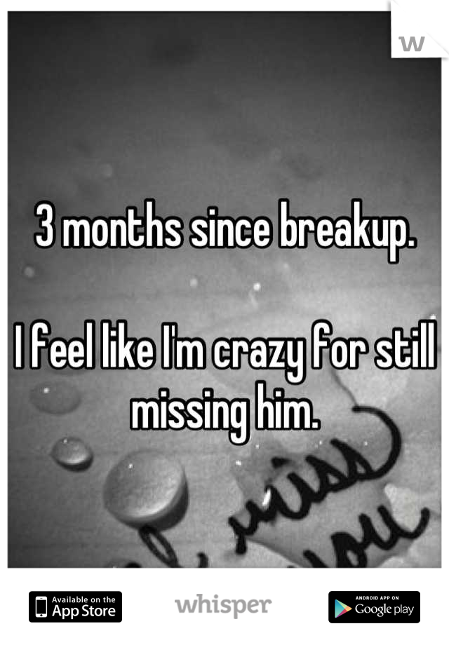 3 months since breakup. 

I feel like I'm crazy for still missing him.