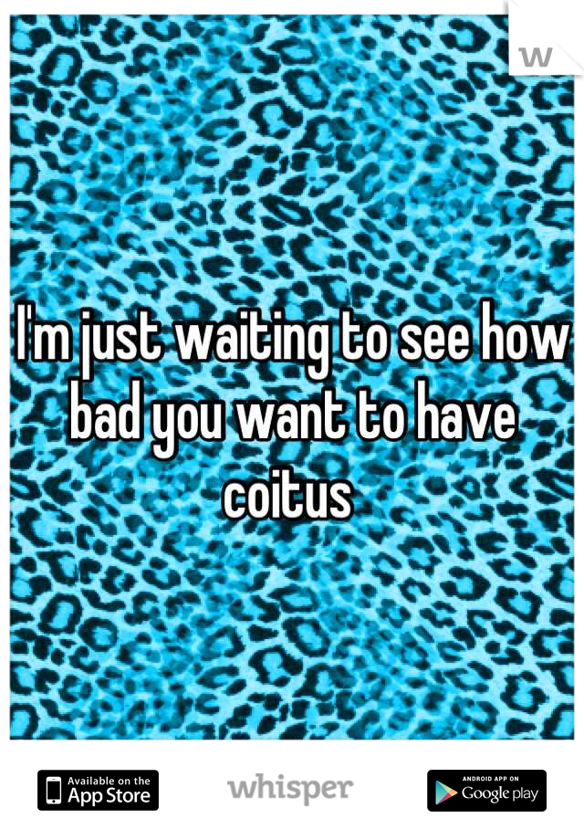 I'm just waiting to see how bad you want to have coitus 