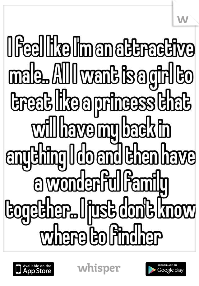 I feel like I'm an attractive male.. All I want is a girl to treat like a princess that will have my back in anything I do and then have a wonderful family together.. I just don't know where to findher