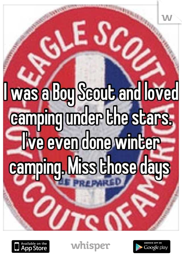 I was a Boy Scout and loved camping under the stars. I've even done winter camping. Miss those days 