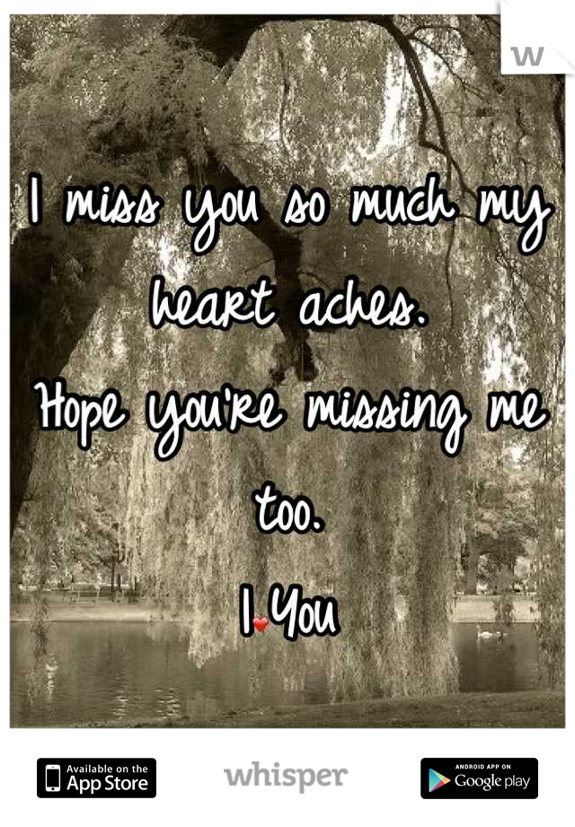 I miss you so much my heart aches.        Hope you're missing me too.                I❤You