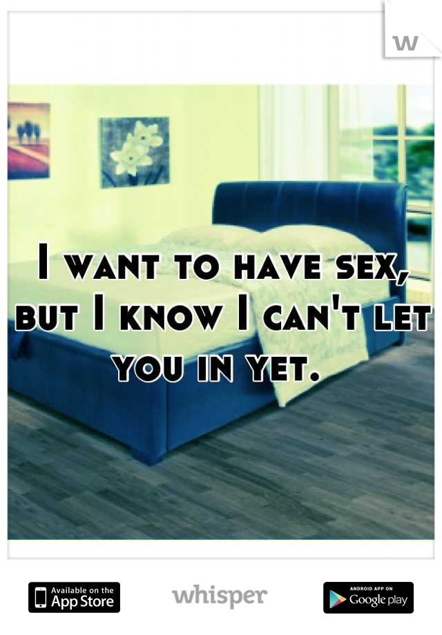 I want to have sex, but I know I can't let you in yet. 
