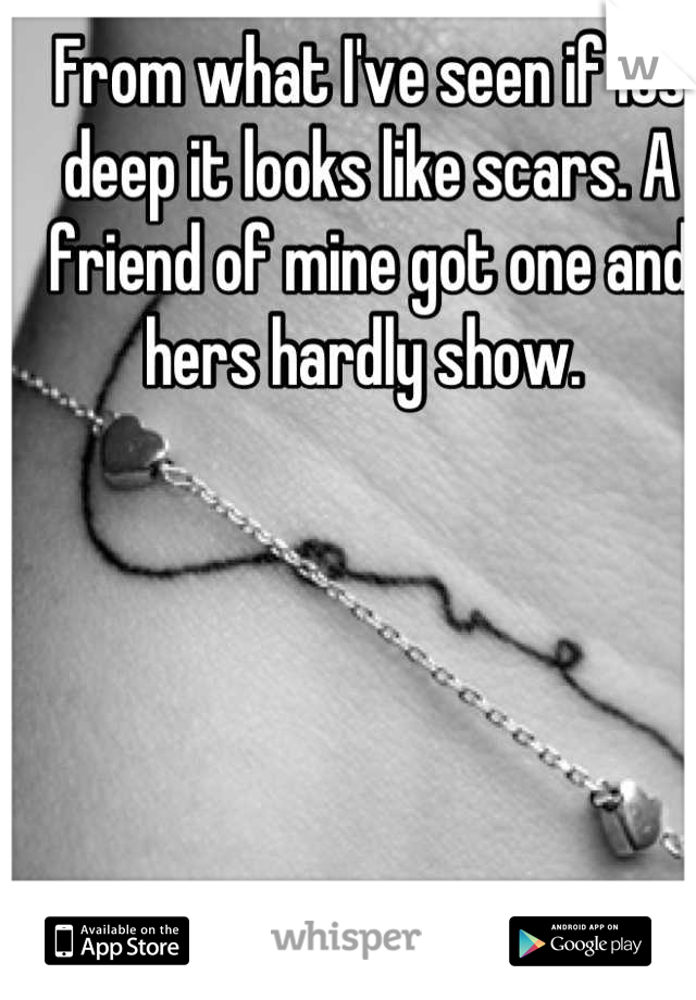 From what I've seen if its deep it looks like scars. A friend of mine got one and hers hardly show. 