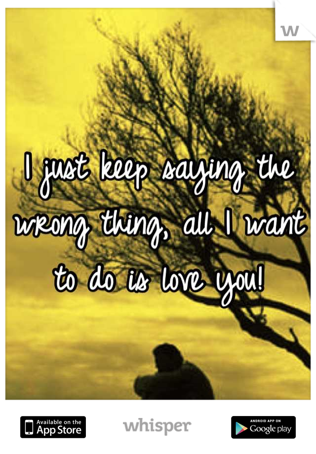 I just keep saying the wrong thing, all I want to do is love you!