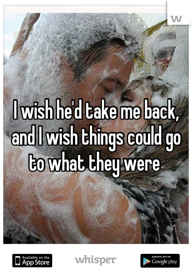 I wish he'd take me back, and I wish things could go to what they were 