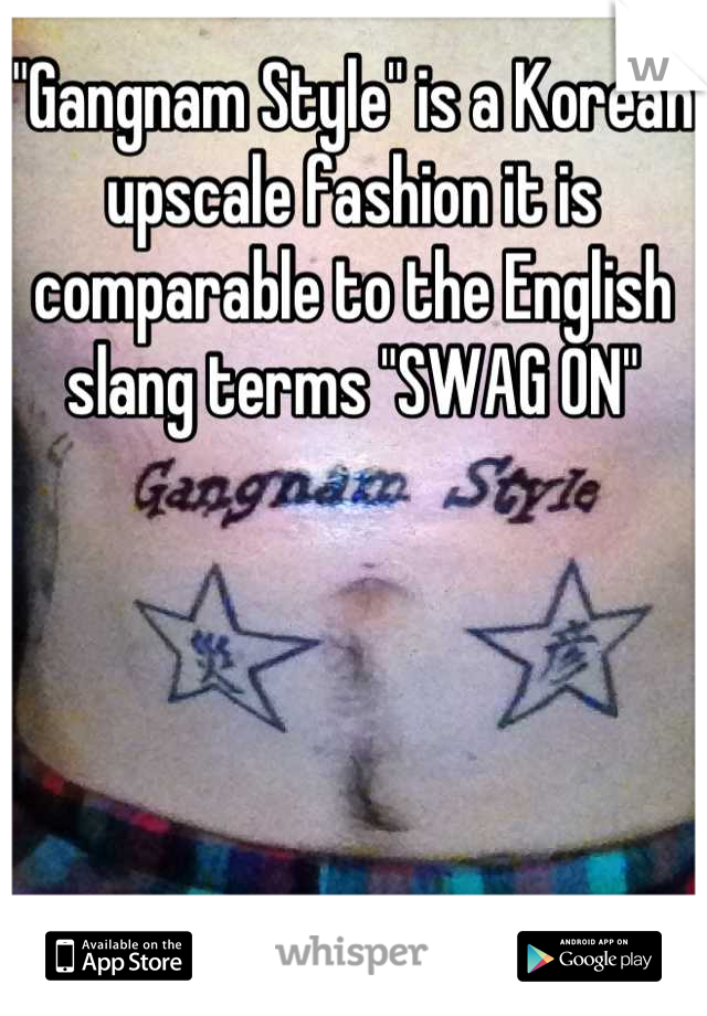 "Gangnam Style" is a Korean upscale fashion it is comparable to the English slang terms "SWAG ON"
