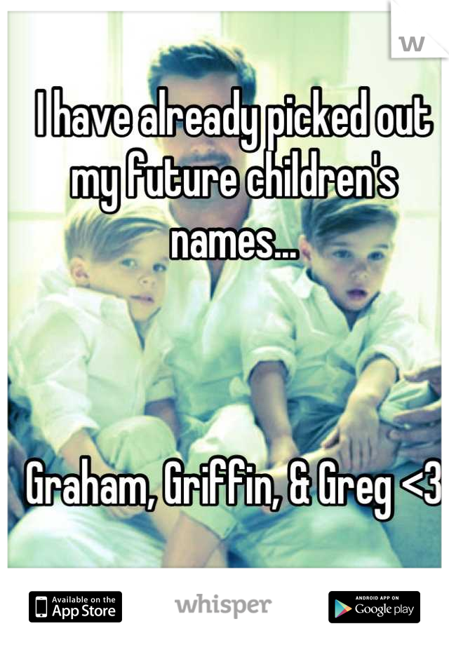 I have already picked out my future children's names...



Graham, Griffin, & Greg <3