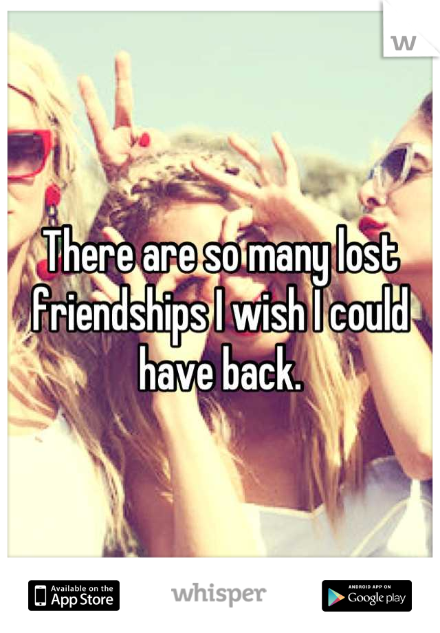 There are so many lost friendships I wish I could have back.