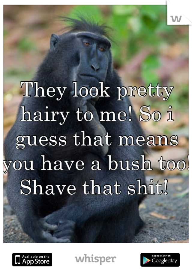They look pretty hairy to me! So i guess that means you have a bush too! Shave that shit! 
