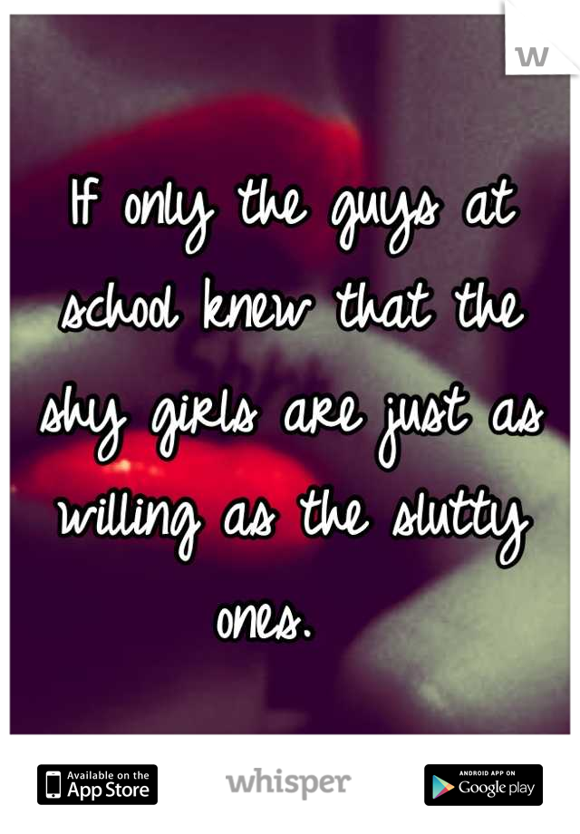 If only the guys at school knew that the shy girls are just as willing as the slutty ones.  