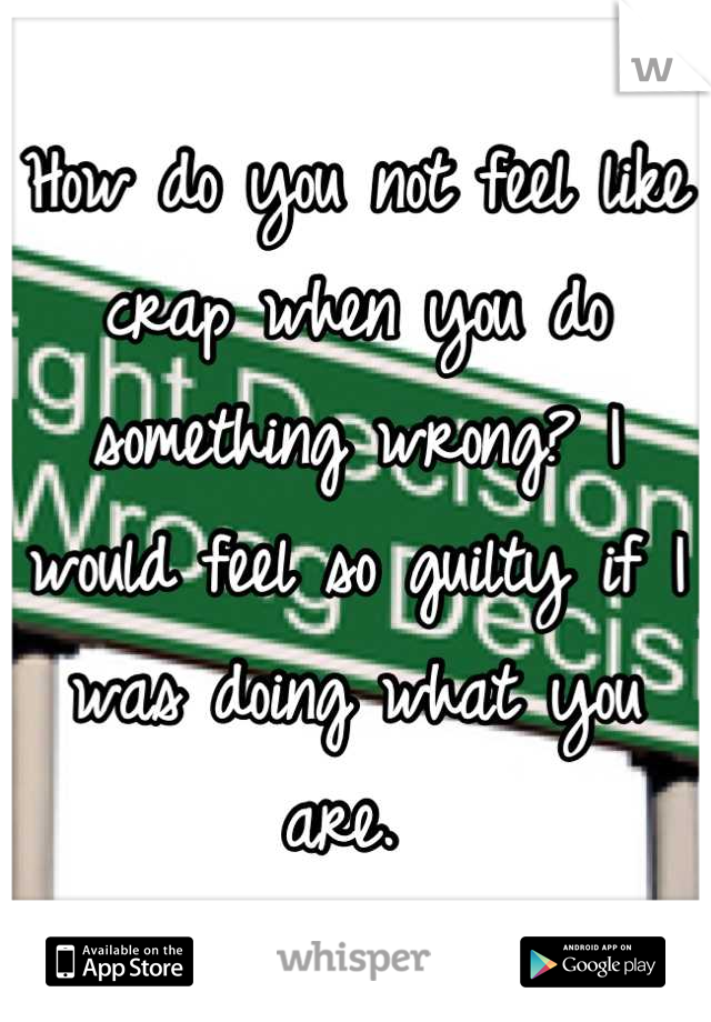 How do you not feel like crap when you do something wrong? I would feel so guilty if I was doing what you are. 