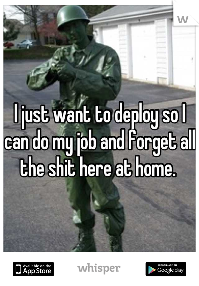 I just want to deploy so I can do my job and forget all the shit here at home. 