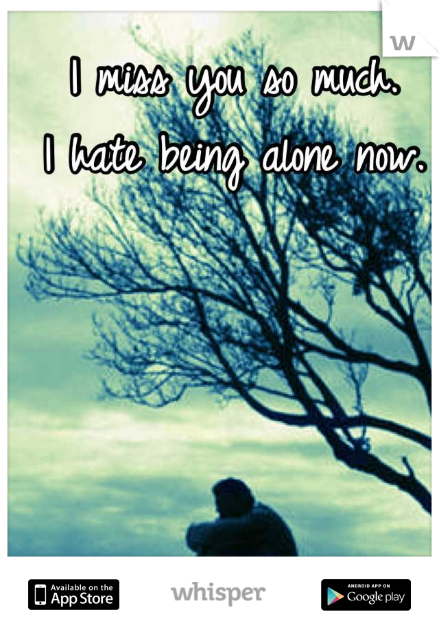 I miss you so much. 
I hate being alone now.