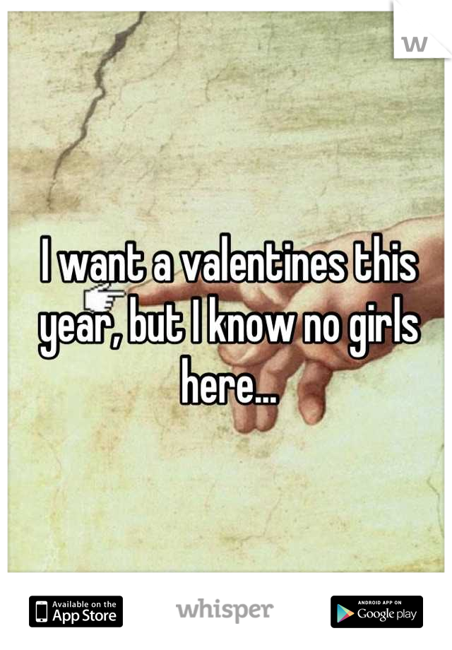I want a valentines this year, but I know no girls here...