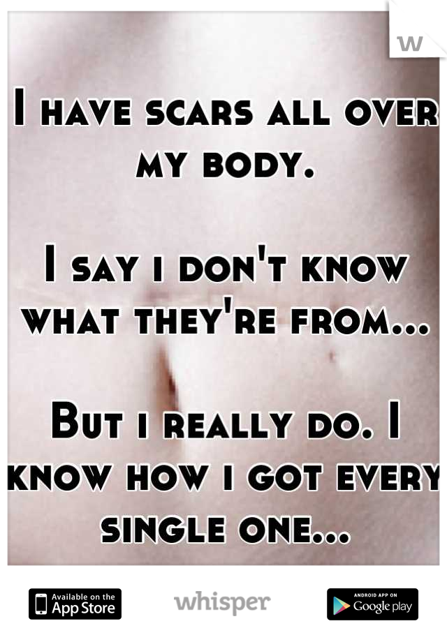 I have scars all over my body.

I say i don't know what they're from...

But i really do. I know how i got every single one...