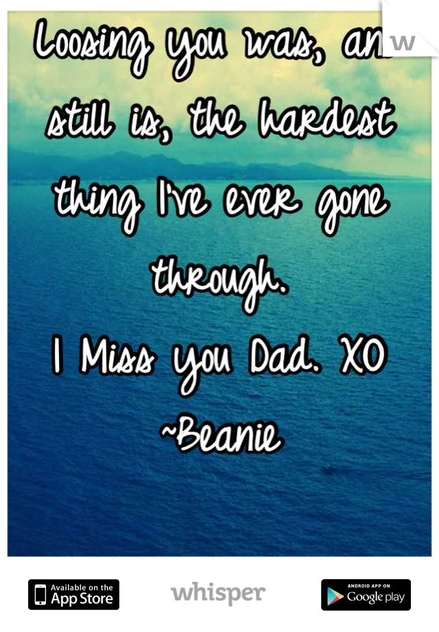 Loosing you was, and still is, the hardest thing I've ever gone through. 
I Miss you Dad. XO
~Beanie