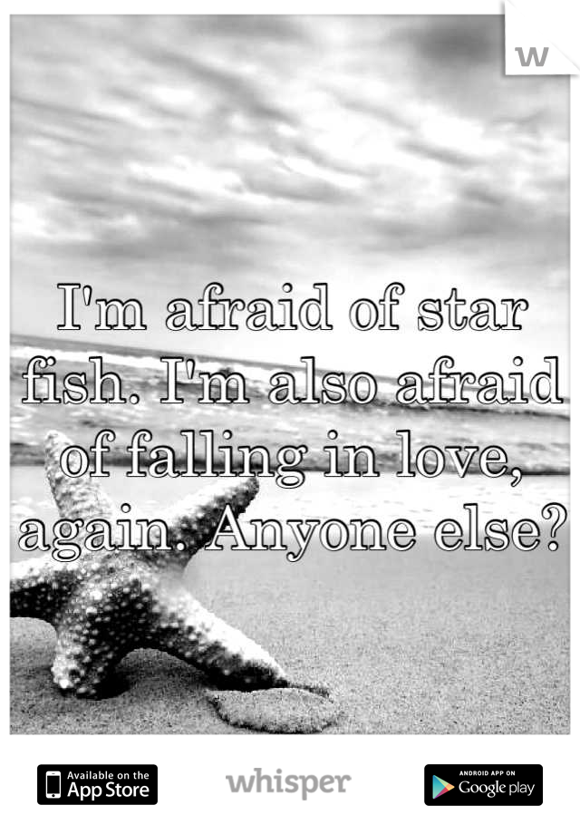 I'm afraid of star fish. I'm also afraid of falling in love, again. Anyone else?