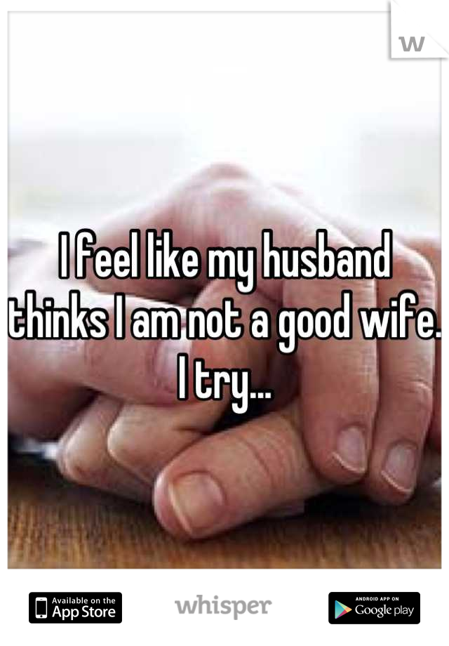 I feel like my husband thinks I am not a good wife. I try...