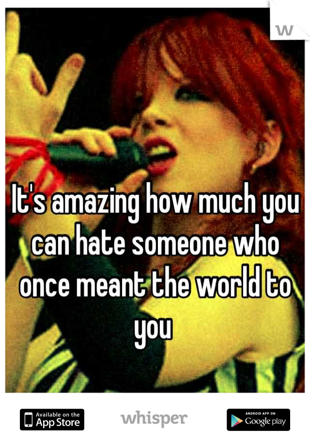 It's amazing how much you can hate someone who once meant the world to you 