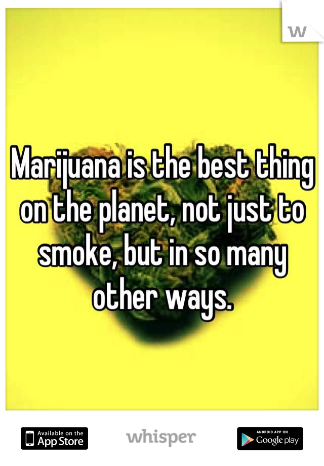 Marijuana is the best thing on the planet, not just to smoke, but in so many other ways.