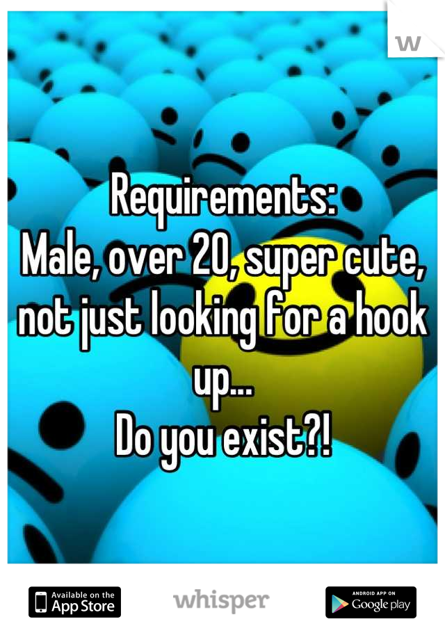 Requirements:
Male, over 20, super cute, not just looking for a hook up...
Do you exist?!