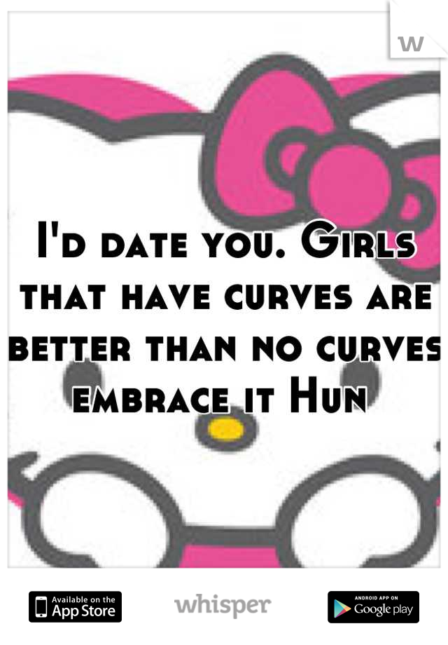 I'd date you. Girls that have curves are better than no curves embrace it Hun 