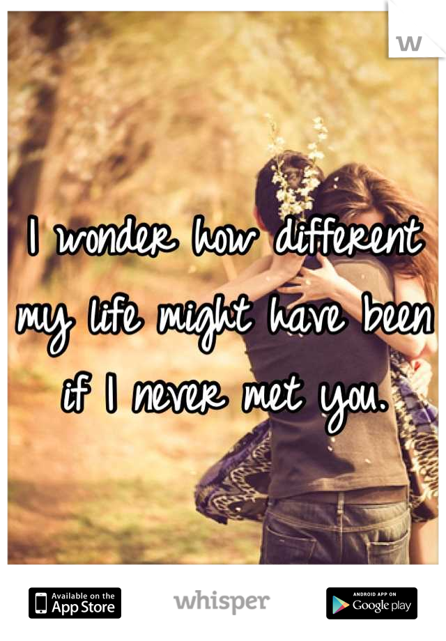 I wonder how different my life might have been if I never met you.