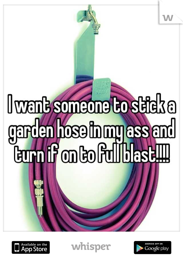 I want someone to stick a garden hose in my ass and turn if on to full blast!!!!