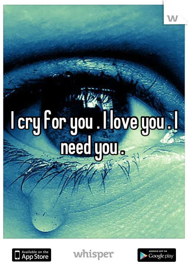 I cry for you . I love you . I need you . 