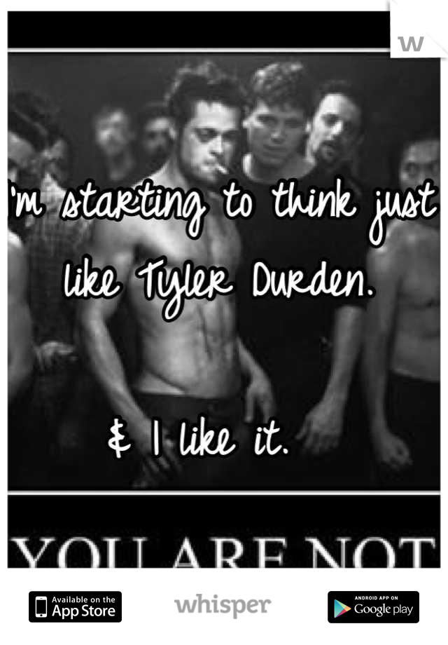I'm starting to think just like Tyler Durden. 

& I like it.  