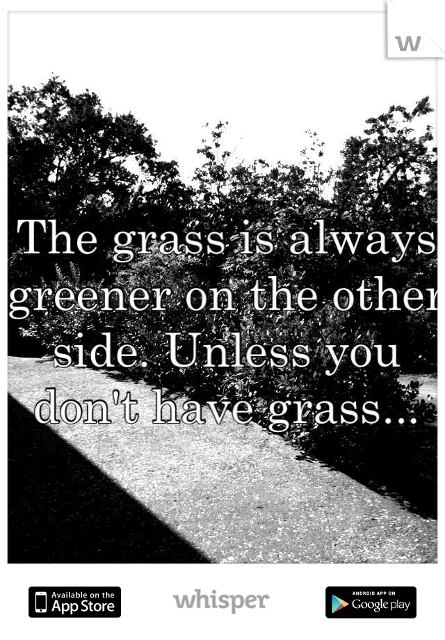 The grass is always greener on the other side. Unless you don't have grass...