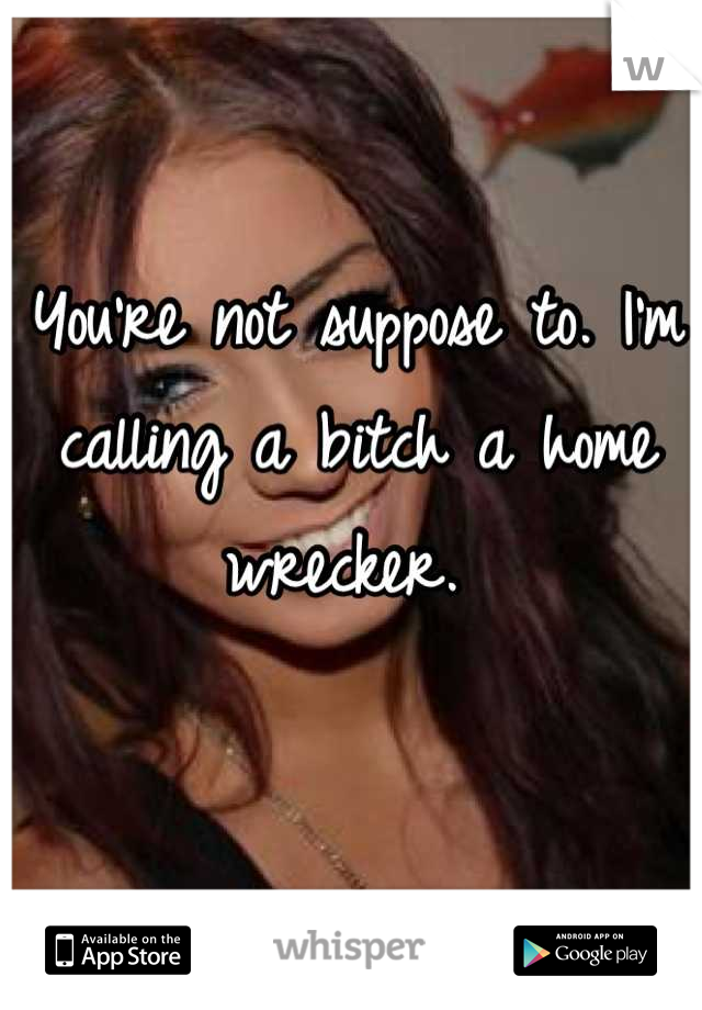 You're not suppose to. I'm calling a bitch a home wrecker. 