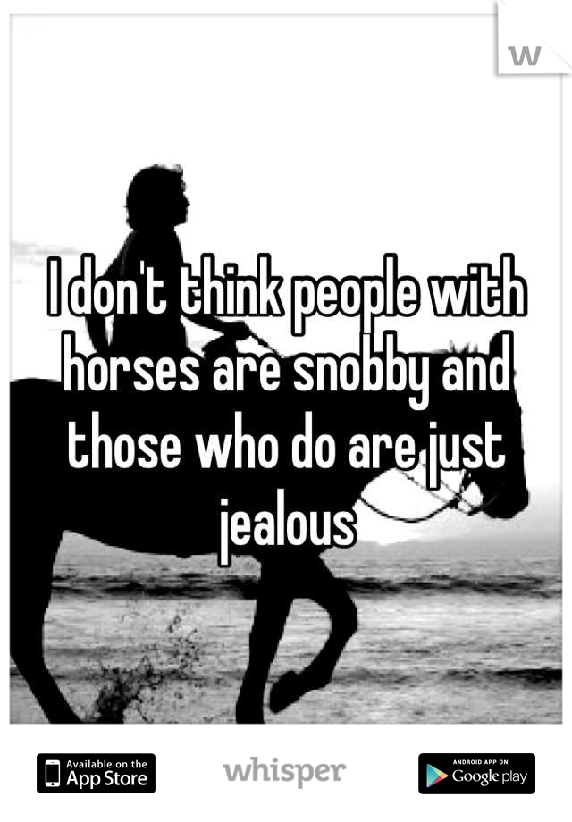 I don't think people with horses are snobby and those who do are just jealous