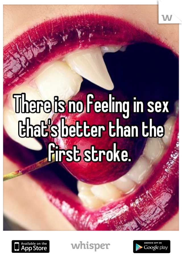 There is no feeling in sex that's better than the first stroke. 