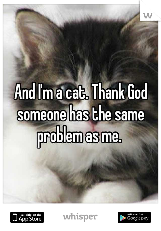 And I'm a cat. Thank God someone has the same problem as me. 