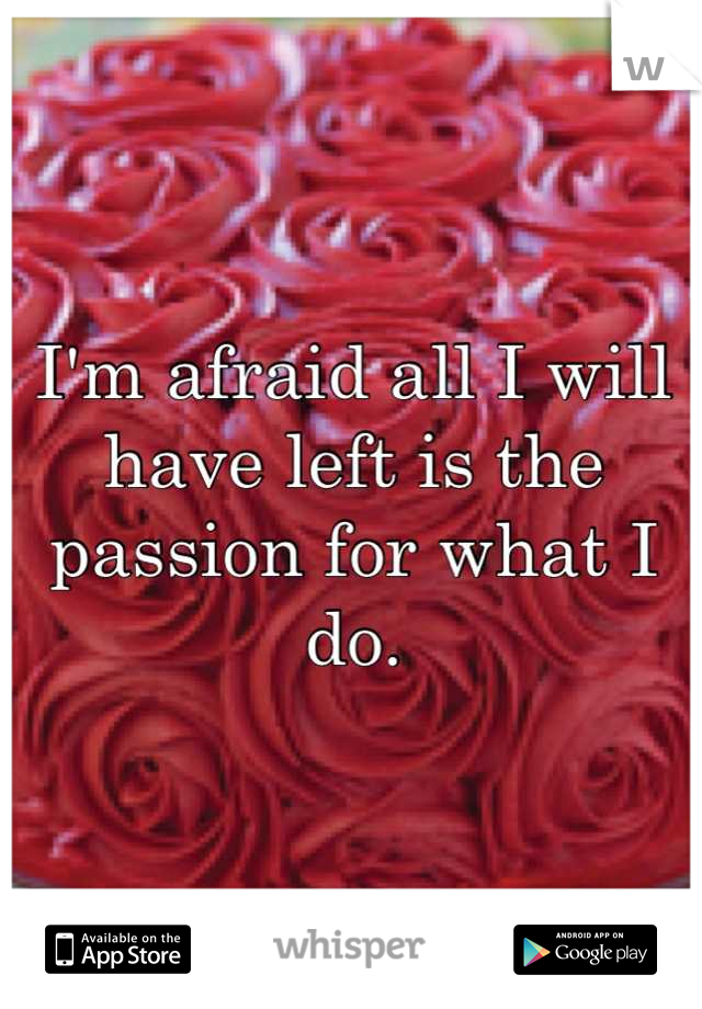 I'm afraid all I will have left is the passion for what I do.