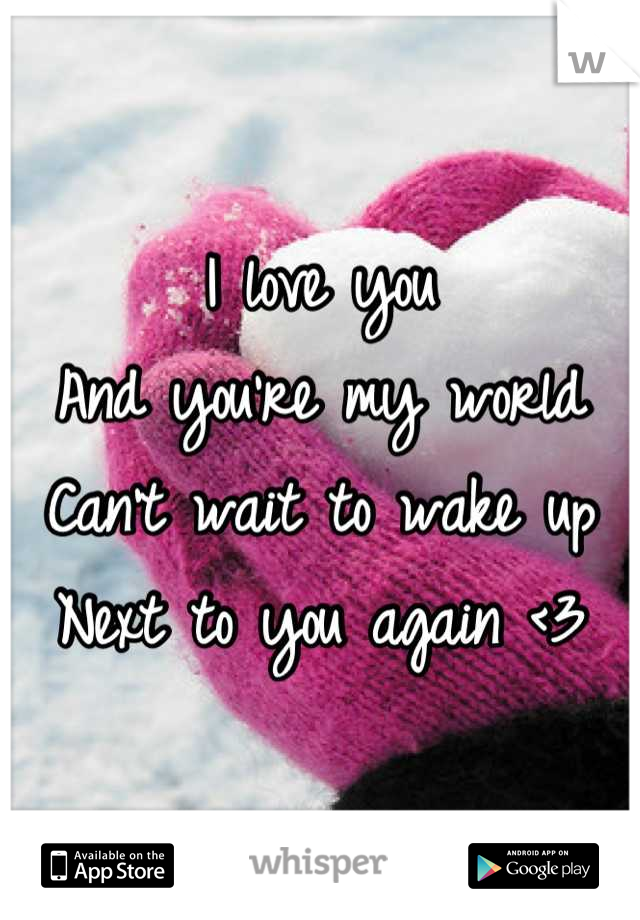 I love you 
And you're my world
Can't wait to wake up
Next to you again <3