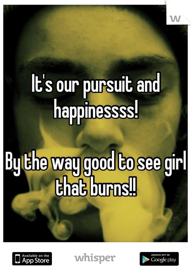 It's our pursuit and happinessss! 

By the way good to see girl that burns!!