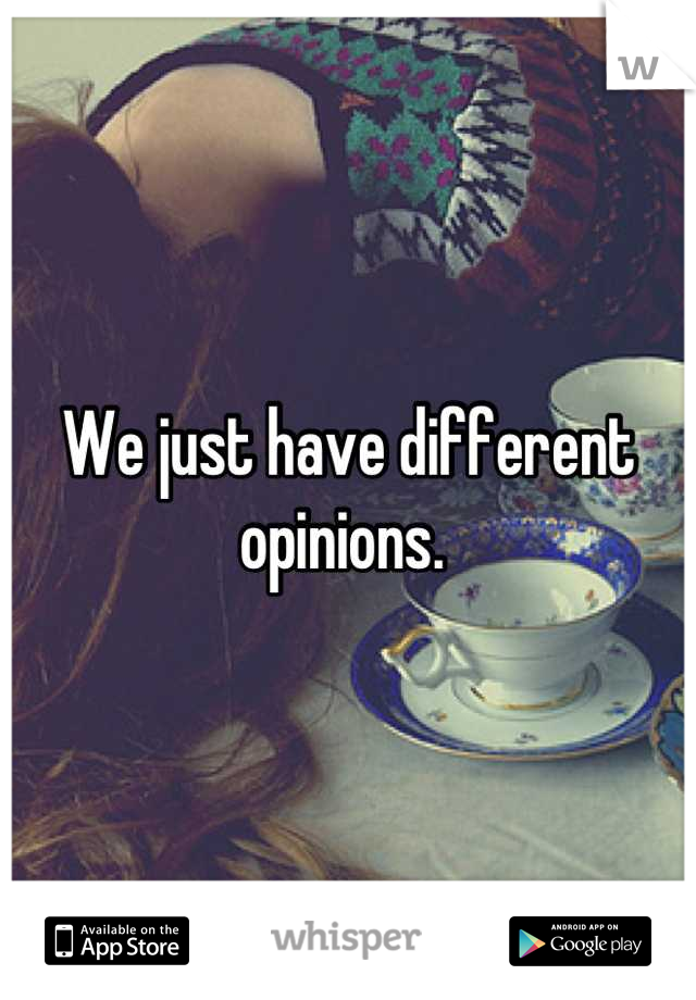 We just have different opinions. 