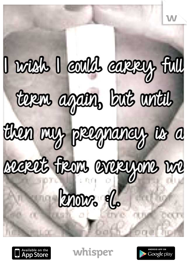 I wish I could carry full term again, but until then my pregnancy is a secret from everyone we know. :(. 