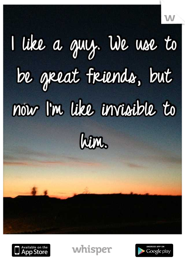 I like a guy. We use to be great friends, but now I'm like invisible to him.