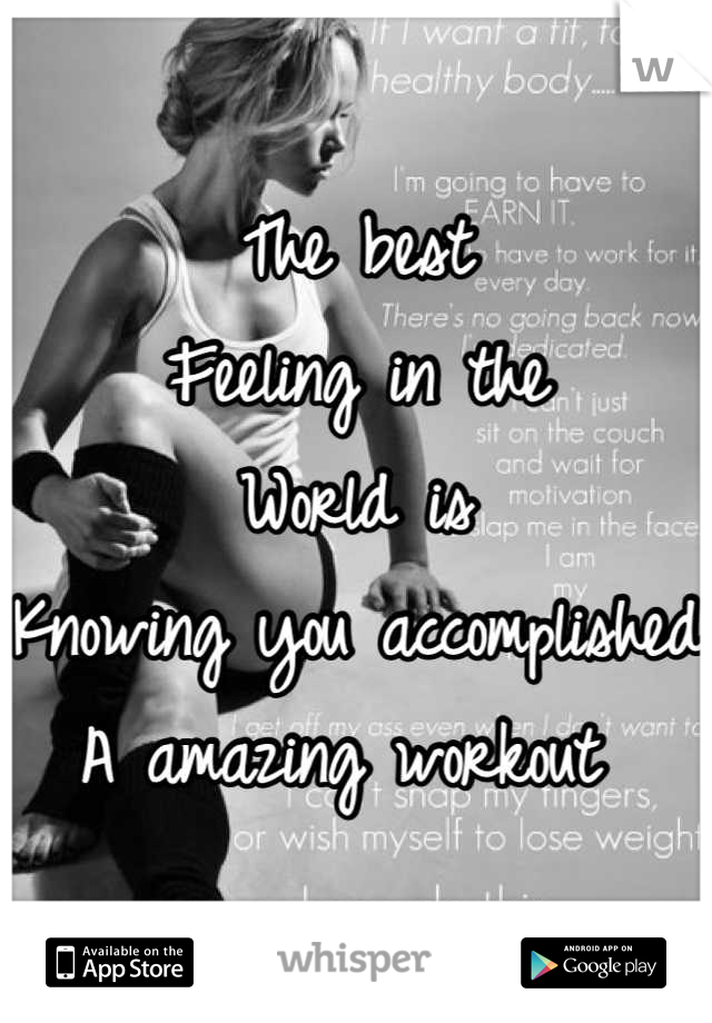 The best 
Feeling in the 
World is 
Knowing you accomplished 
A amazing workout 
