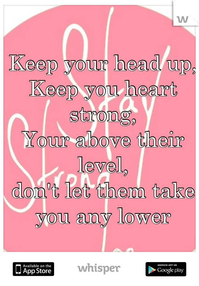 Keep your head up, 
Keep you heart strong,
Your above their level, 
don't let them take you any lower