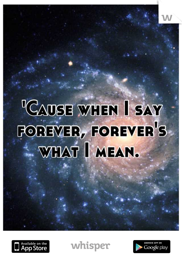 'Cause when I say forever, forever's what I mean. 