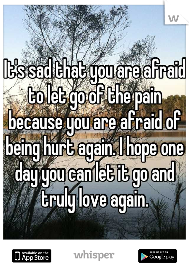 It's sad that you are afraid to let go of the pain because you are afraid of being hurt again. I hope one day you can let it go and truly love again.
