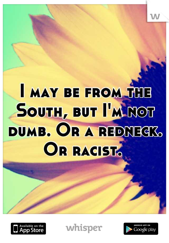 I may be from the South, but I'm not dumb. Or a redneck. Or racist. 