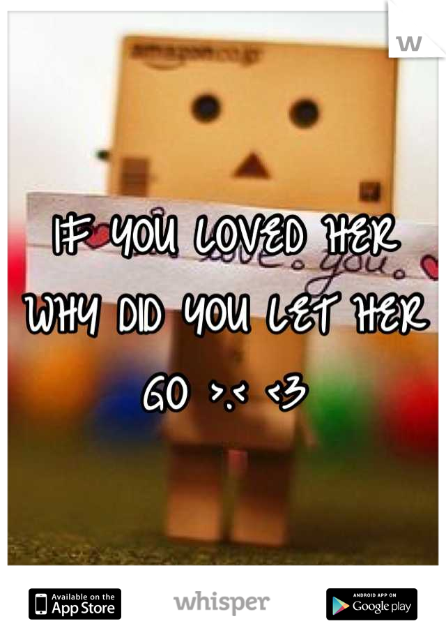 IF YOU LOVED HER WHY DID YOU LET HER GO >.< <3