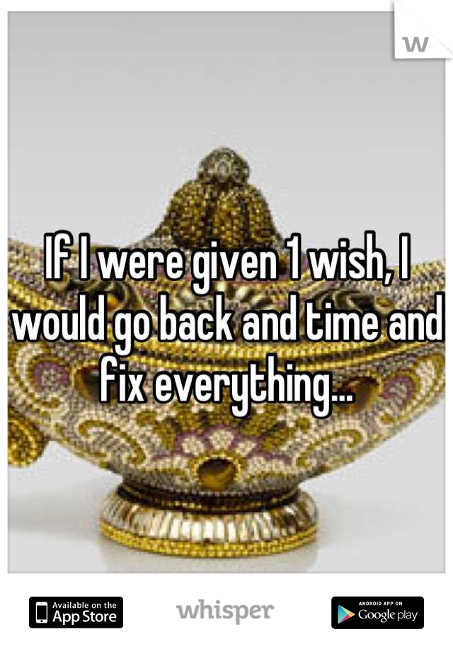 If I were given 1 wish, I would go back and time and fix everything...