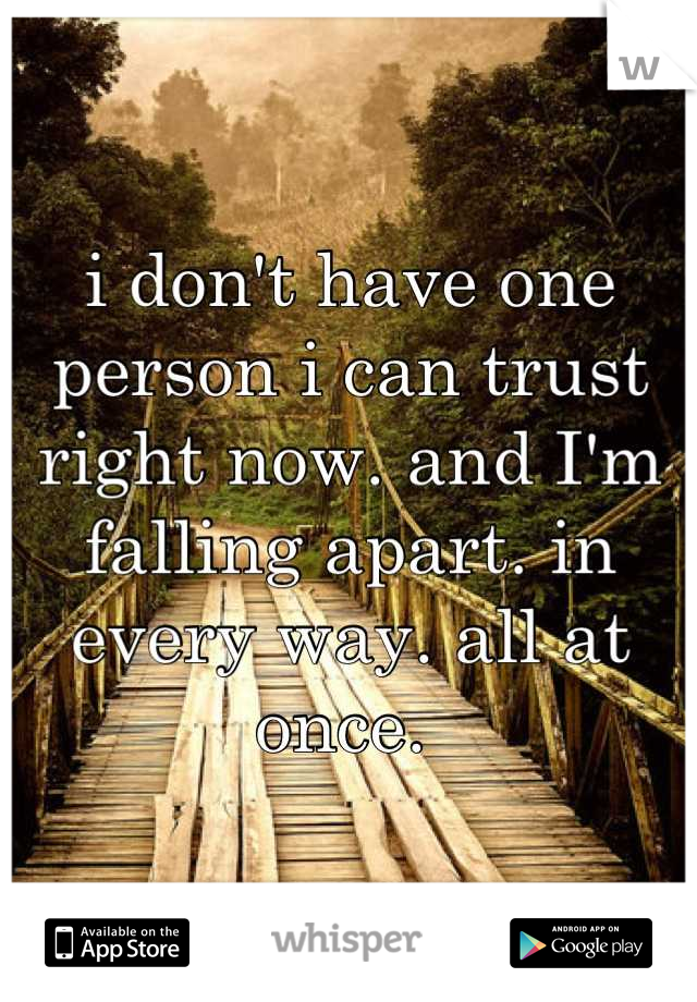 i don't have one person i can trust right now. and I'm falling apart. in every way. all at once. 