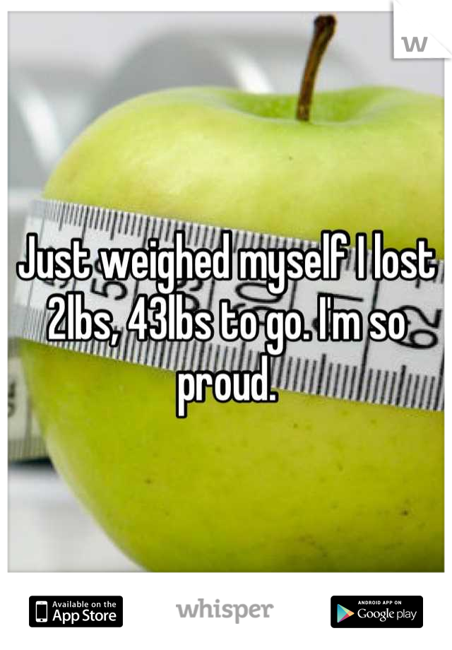 Just weighed myself I lost 2lbs, 43lbs to go. I'm so proud.